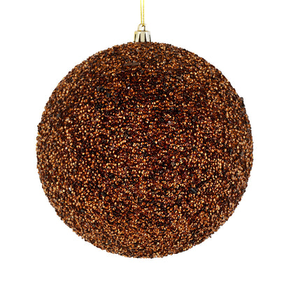 Vickerman 8" Mocha Beaded Ball Ornament 2 per Bag