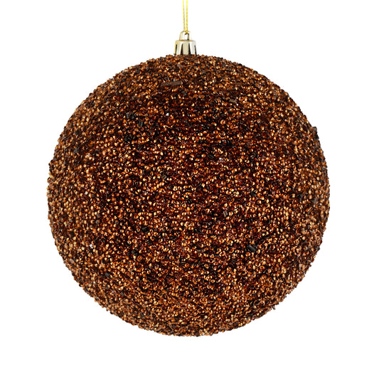 Vickerman 8" Mocha Beaded Ball Ornament 2 per Bag