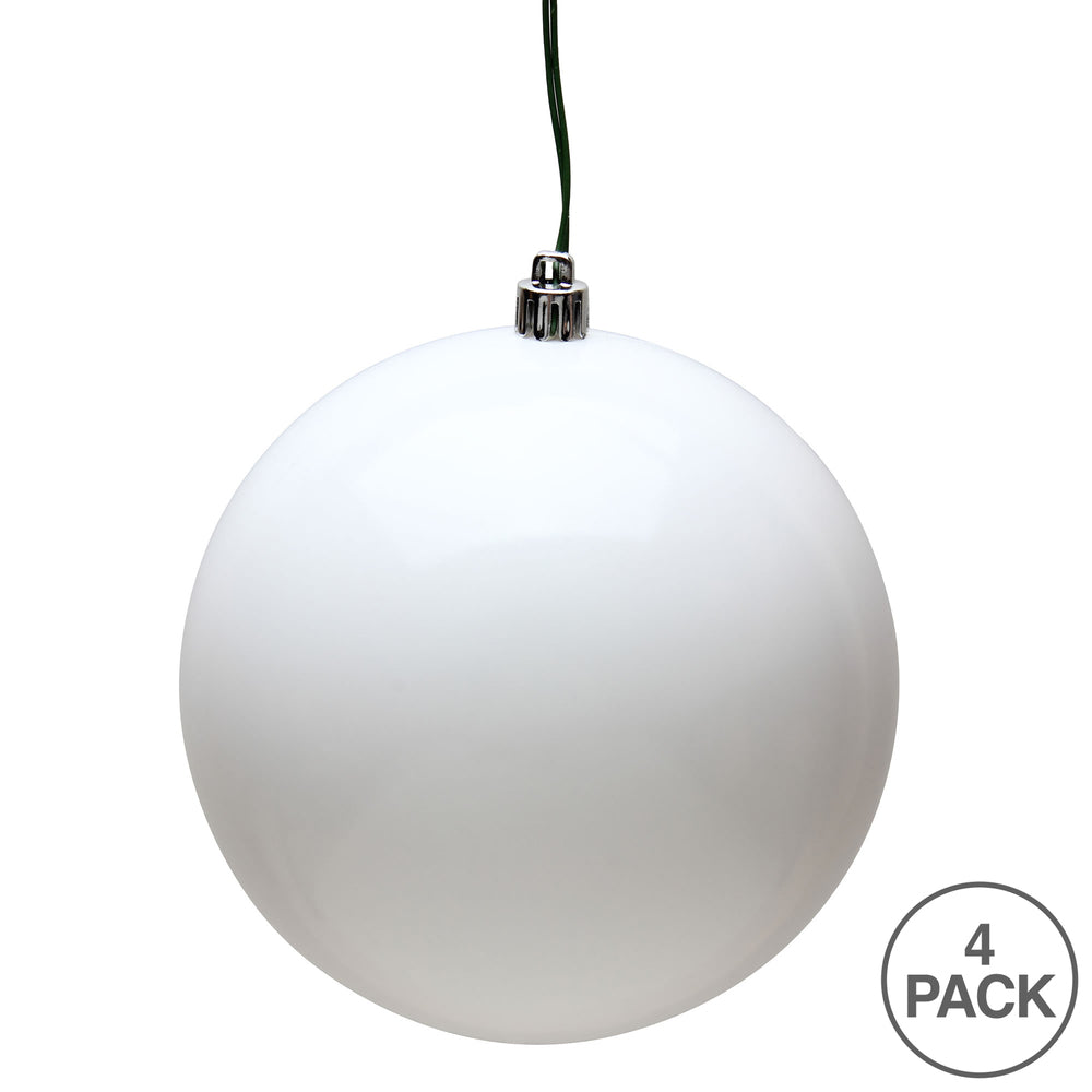 Vickerman 6" White Candy Ball Ornament 4 per Bag