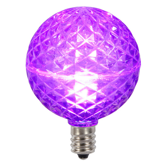 Vickerman G50 LED Purple Replacement Bulb E12/C7 Nickel Base .38W 10 Bulbs per Pack