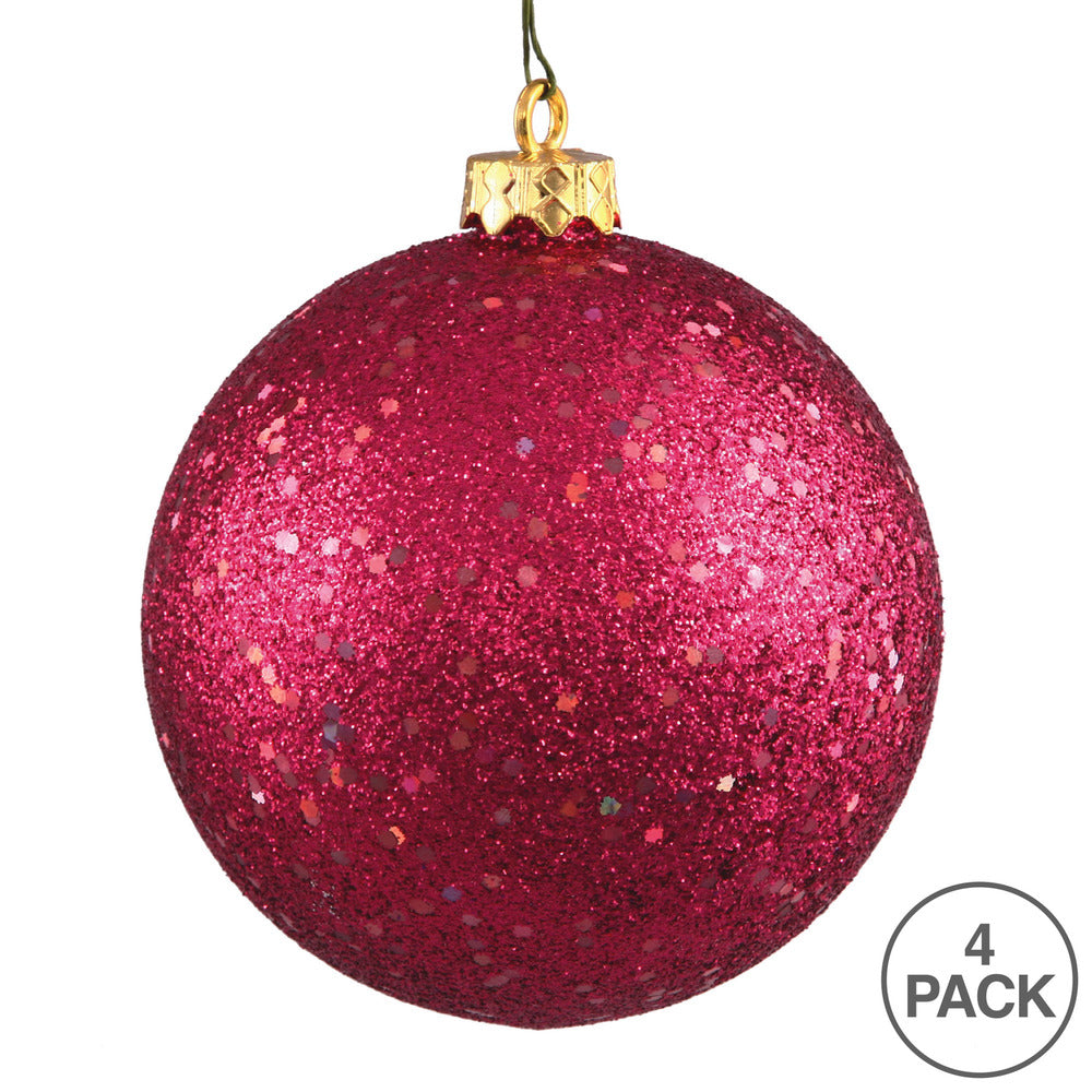 Vickerman 4.75" Wine Sequin Ball Ornament 4 per Bag