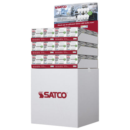 Satco Nuvo 36/48-PCS LED A19 Light Bulb Display Pack, Medium Base, 9-14Watts - 120 Volts - White/Frost Finish