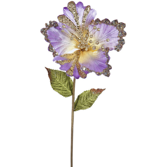 Vickerman 23" Violet Hibiscus Artificial Christmas Pick 3 per Bag