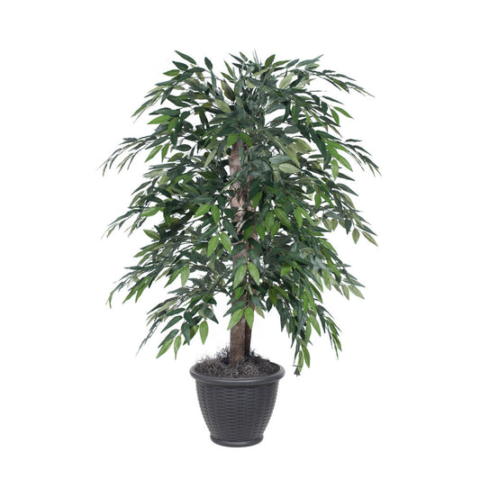 Vickerman 4' Artificial Green Smilax Bush Gray Round Plastic Container.