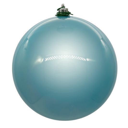 Vickerman 8" Baby Blue Pearl UV Drilled Ball Ornament 1 per bag.