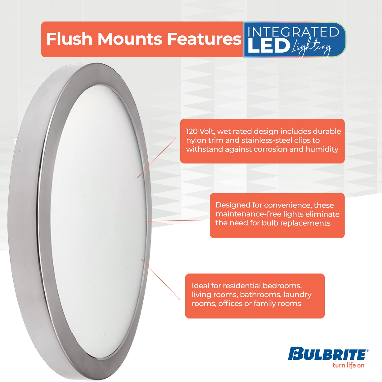 Bulbrite 773610 9 in.Round 17-Watt 3000K LED Flush Mount Light, 1400 Lumens, Nickel