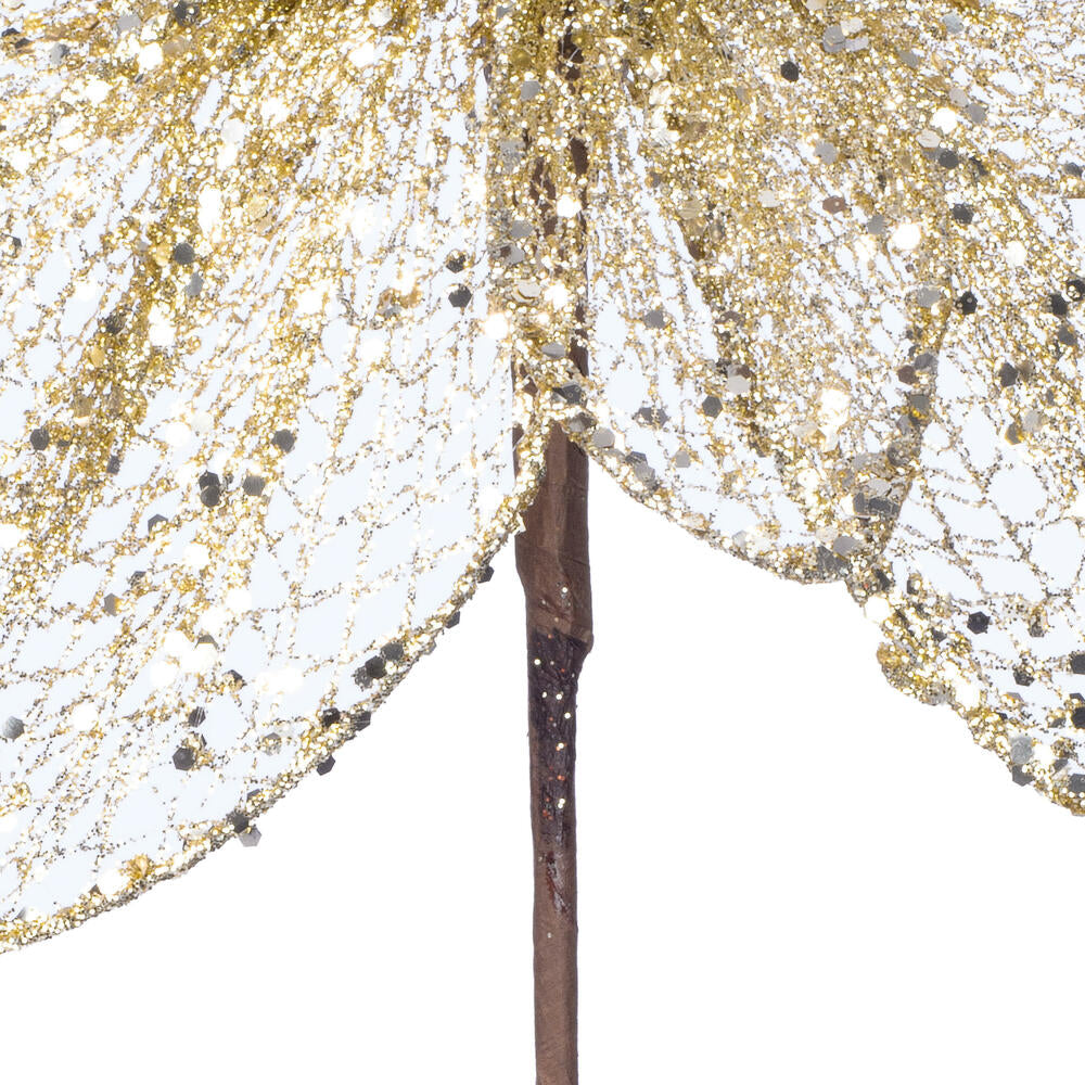 Vickerman 24" Champagne Mesh Glitter Sequin Poinsettia 2 per bag.