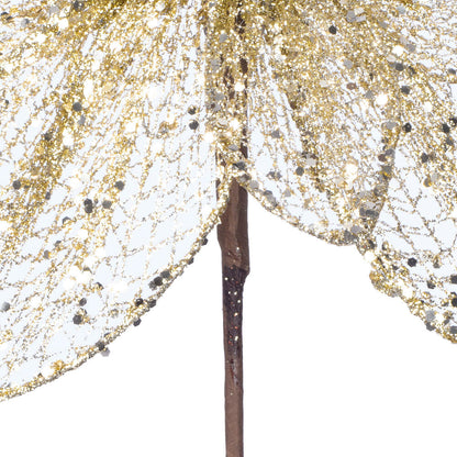 Vickerman 24" Champagne Mesh Glitter Sequin Poinsettia 2 per bag.