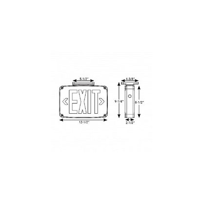 Westgate Wet Location LED Exit Double Face, Green Letters, Black Panel, LED Exit & Emergency Lighting, 3.8W