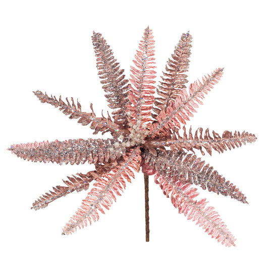 Vickerman 20" Rose Gold Fern Flower Artificial Christmas Spray. Includes 3 sprays per pack.