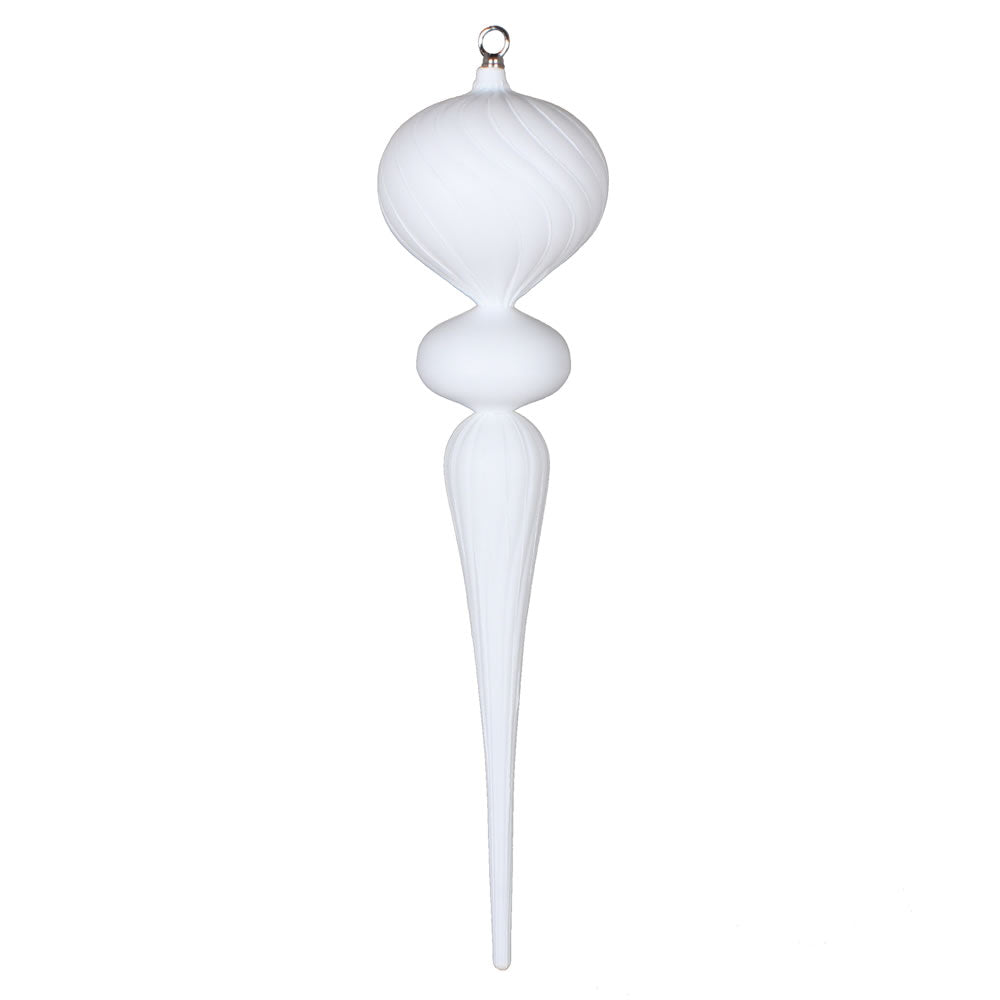 Vickerman 25" White Matte Finial Ornament with Glitter Accents