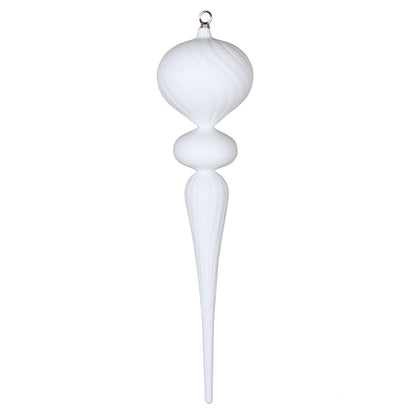 Vickerman 25" White Matte Finial Ornament with Glitter Accents