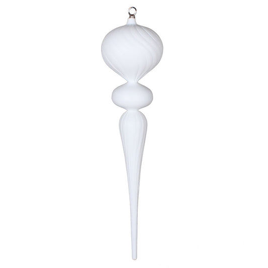 Vickerman 25" White Matte Finial Ornament with Glitter Accents