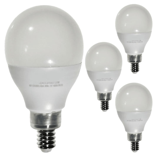 Damar- G15.5 LED Light Bulb Frosted Globe Shape Dimmable 4W 360 Lumens E12 Candelabra Base 4000K Cool White Pack of 4- Small Short Round Lamp for Chandelier Vanity Ceiling Fan Pendant