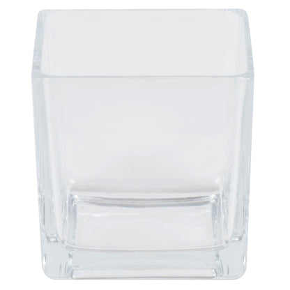 Vickerman 4" Clear Cube Glass Container. Includes four pieces per set.