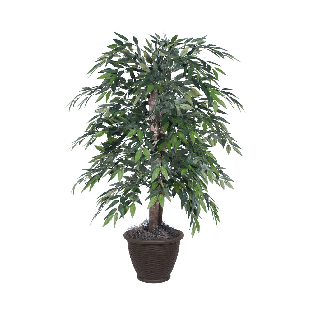 Vickerman 4' Artificial Green Smilax Bush Brown Plastic Container.