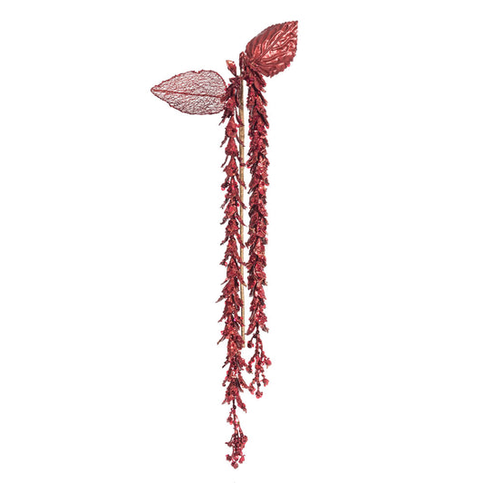 Vickerman 20" Red Pearl Hanging Lupin Artificial Christmas Spray. Includes 3 sprays per pack.