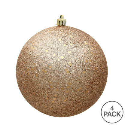 Vickerman 4.75" Café Latte Sequin Ball Ornament 4 per Bag