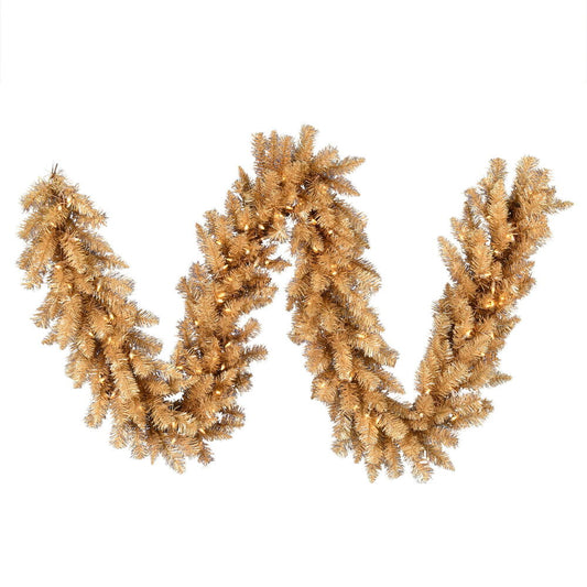 Vickerman 9' x 14" Gold Fir Artificial Christmas Garland with Warm White Dura-lit LED Lights