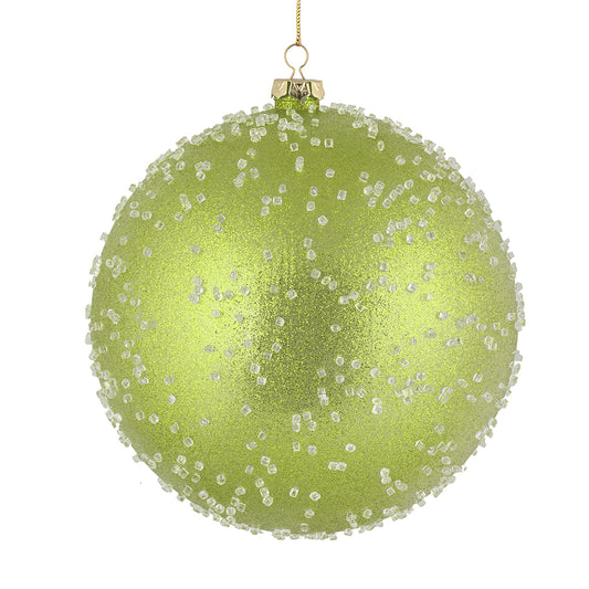 Vickerman 8" Celadon Ice Ball Ornament. This textured ornament has a rough and icy look with a hint of delicate sparkle. Incorporate these ornaments into your holiday design for added texture. Includes 2 pieces per pack. Made with shatterproof plastic.