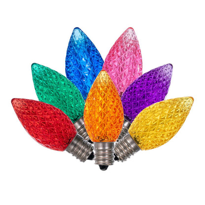 Vickerman C7 LED Multi-colored Faceted Replacement Bulb package of 25