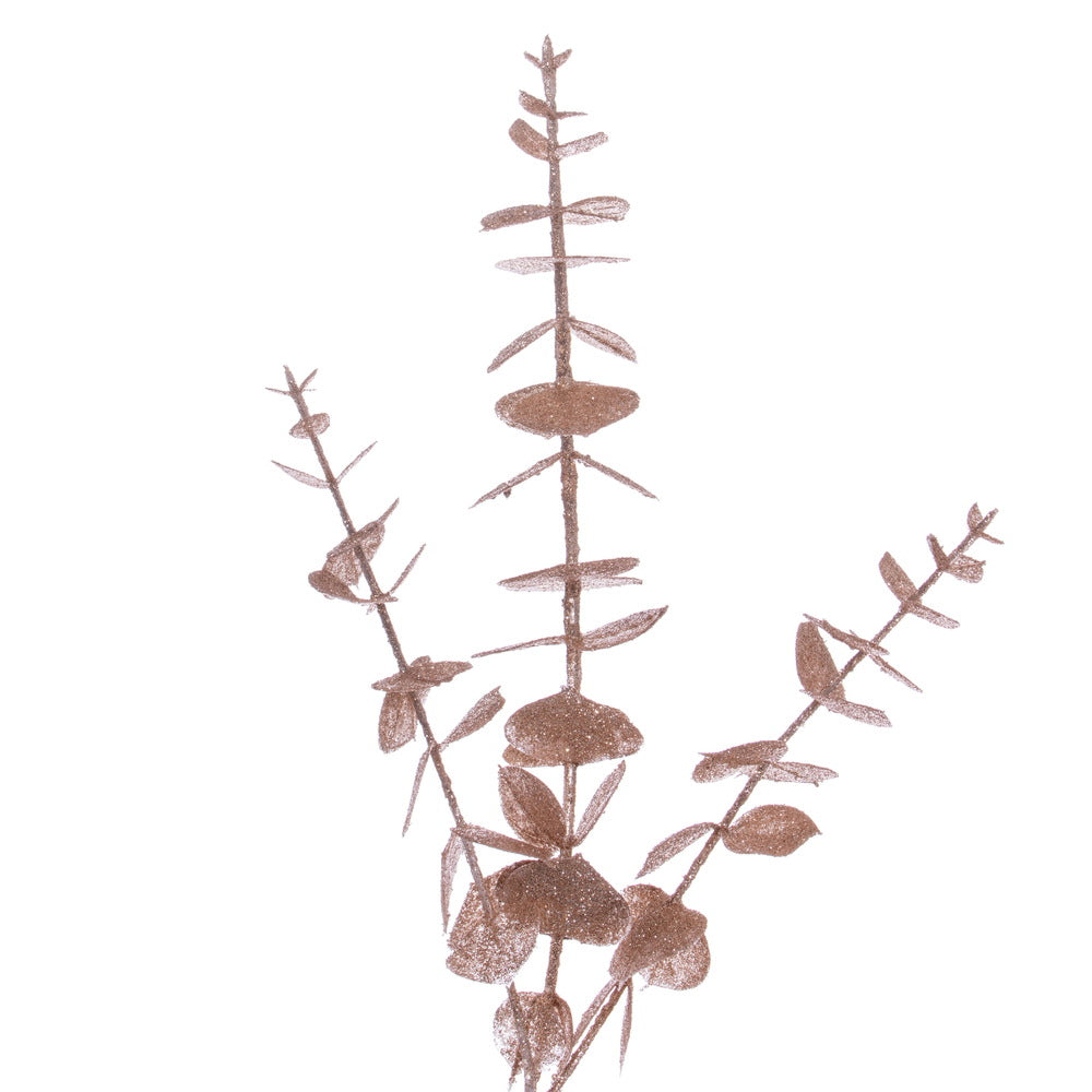 Vickerman 6' Café Latte Artificial Eucalyptus Glitter Garland.