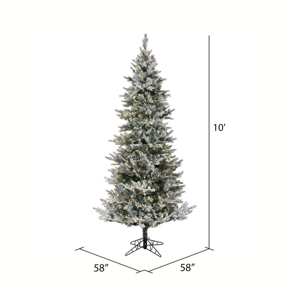 Vickerman 10' x 58" Flocked Kiana Artificial Christmas Tree Dura-Lit® LED Warm White Mini Lights