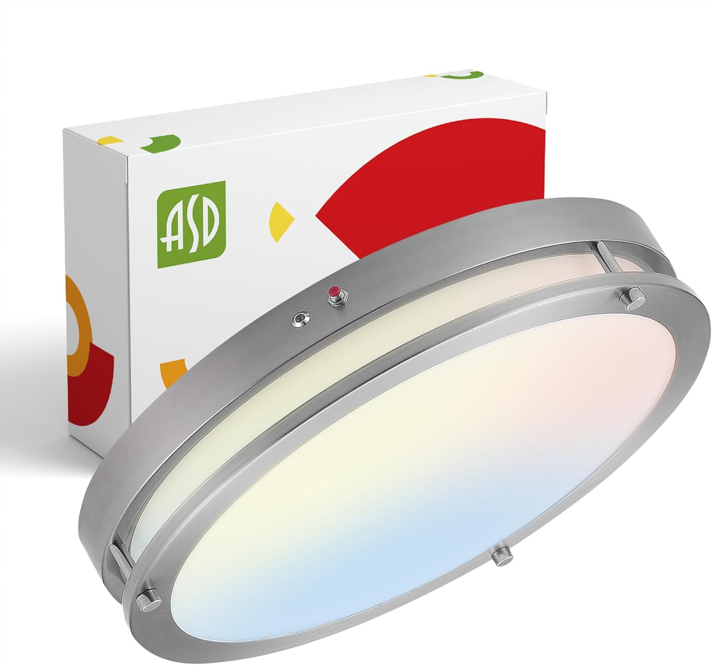 ASD Lighting LED Double Ring Flushmount 16inch 24W 120-277V Triac 3000/4000/5000K with Battery Back-up 12W Nickel ETL