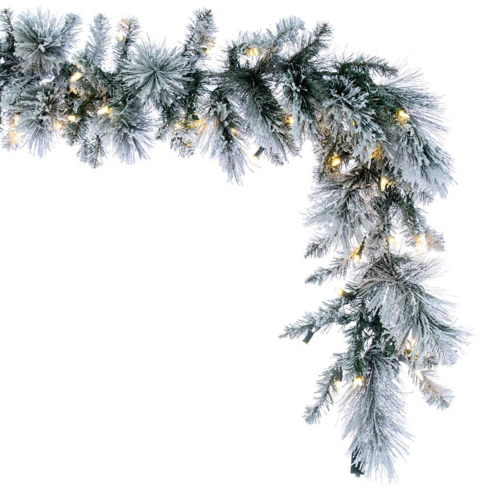 Vickerman 9' x 14" Flocked Jackson Pine Pre-Lit Artificial Garland with 100 Warm White Lights and 160 PVC Tips