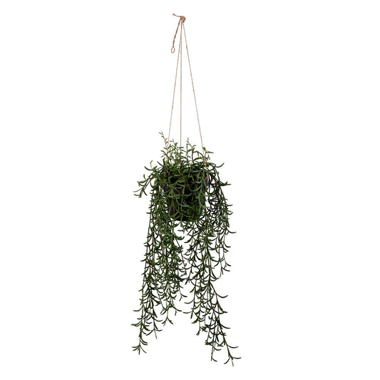 Vickerman 22" Artificial Green Plastic Grass Hanging Pot.