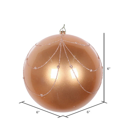 Vickerman 6" Café Latte Candy Finish Curtain Ornament with Glitter Accents 3 per Bag