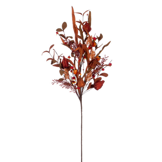 Vickerman 32" Autumn Orange Artificial Assorted Leaf Spray with Berries 2 per bag.