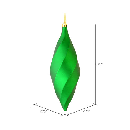 Vickerman 8" Green Matte Swirl Finial Ornament Pack of 6