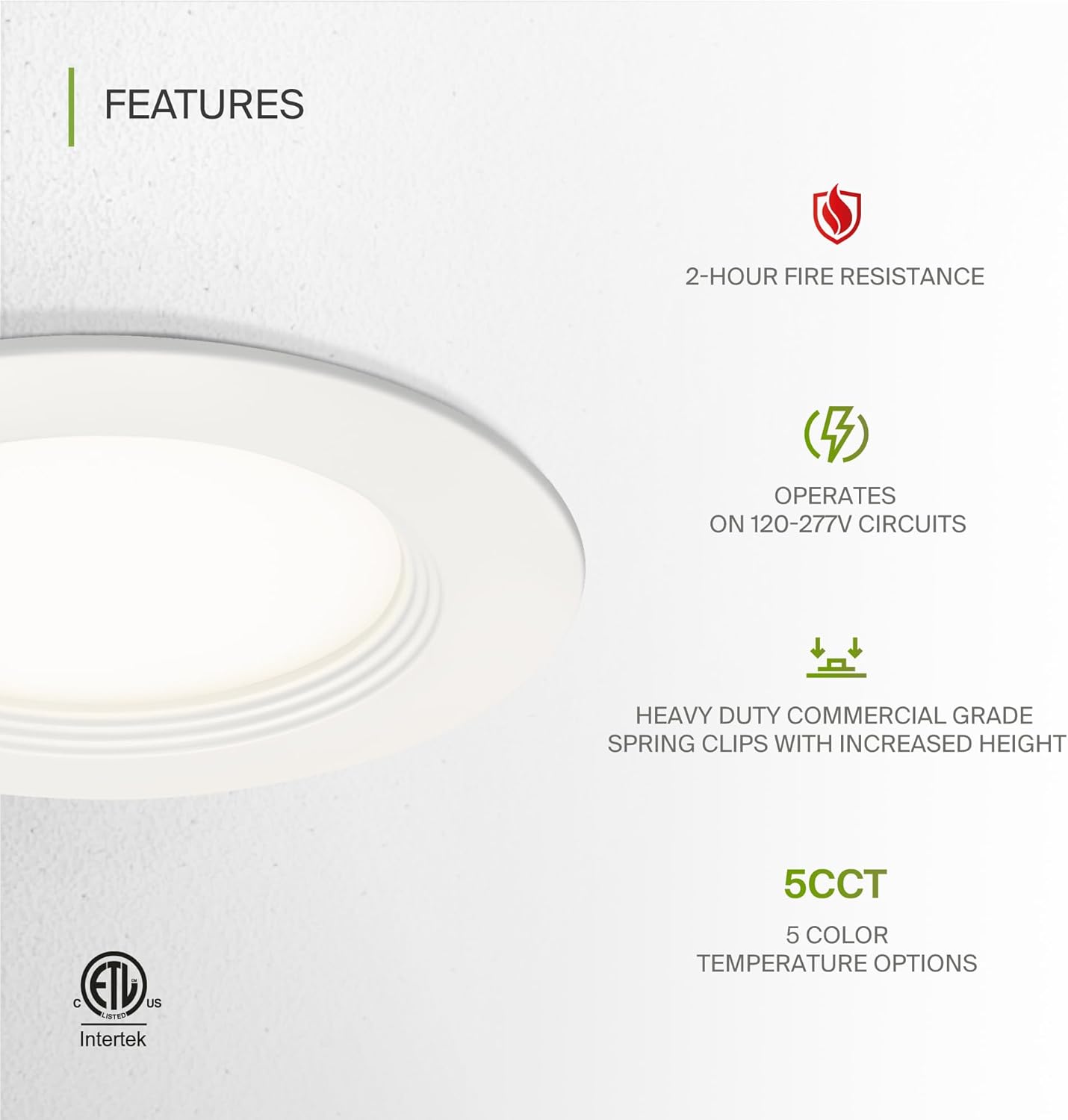 ASD Lighting LED Recessed Mini Panel Fire Rated Round 4inch 12W 120-277V 0-10V Dimmable 2700/3000/3500/4000/5000K with Baffle Trim White ETL Energy Star