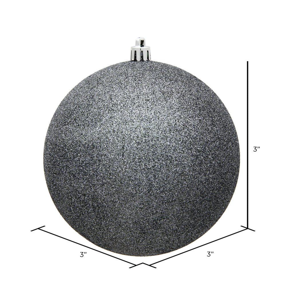 Vickerman 3" Pewter Glitter Ball Ornament 12 per Bag