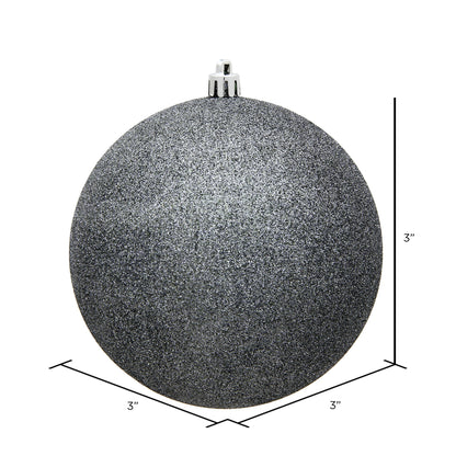 Vickerman 3" Pewter Glitter Ball Ornament 12 per Bag