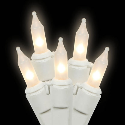 Vickerman 100 Frosted White Mini Light on White Wire 33' Long Christmas Light Strand