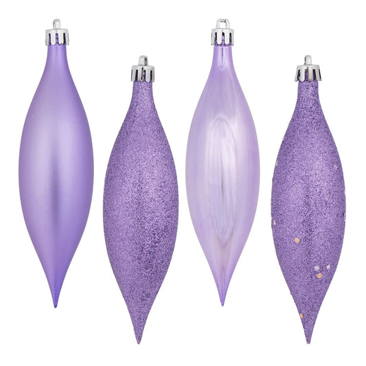 Vickerman 5.5" Lavender Finial Drop Christmas Ornament Assorted 4 Finish 8 per Pack