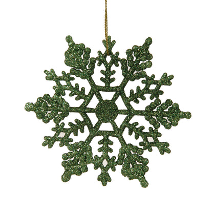 Vickerman 4" Christmas Green Glitter Snowflake Christmas Ornament 24 per Box