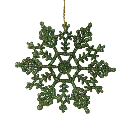 Vickerman 4" Christmas Green Glitter Snowflake Christmas Ornament 24 per Box