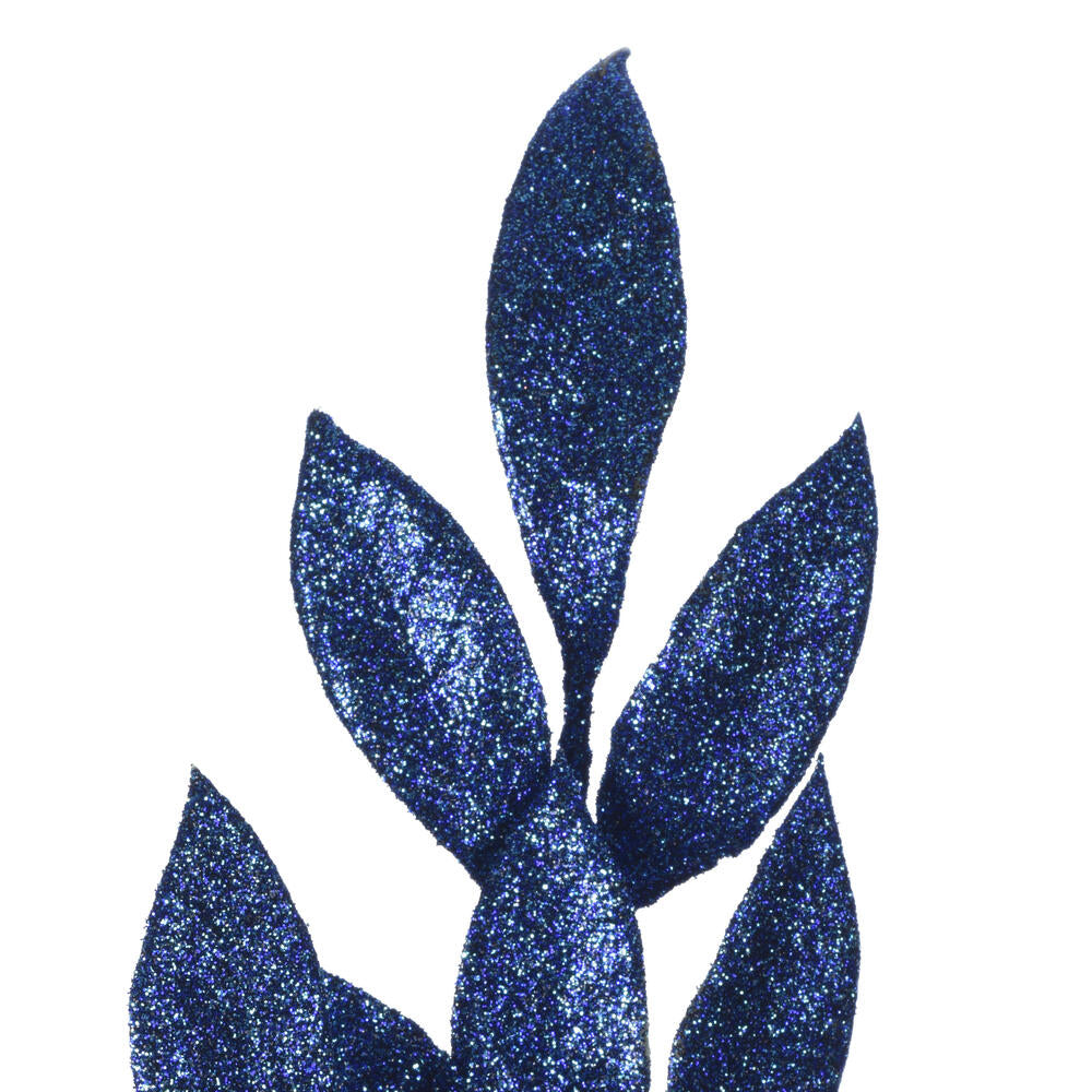 Vickerman 22" Midnight Blue Glitter BayLeaf Artificial Spray 12 per Bag.
