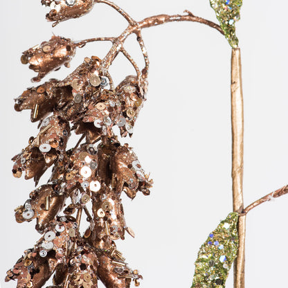 Vickerman 20" Chocolate Pearl Glitter Hanging Foxglove Artificial Christmas Spray. Includes 3 sprays per pack.