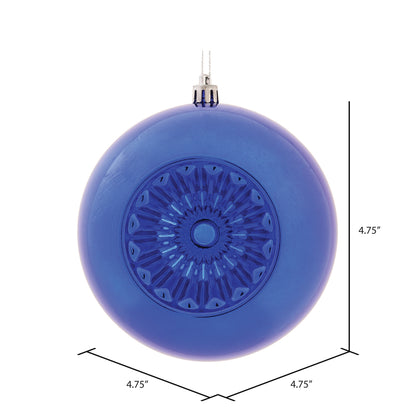 Vickerman 4.75" Cobalt Blue Shiny Star Brite Ball Ornament 4 per Bag