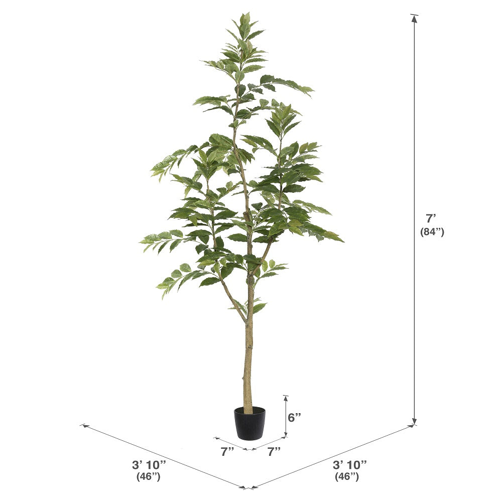 Vickerman 7' Potted Artificial Green Nandina Tree.