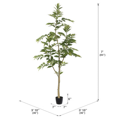 Vickerman 7' Potted Artificial Green Nandina Tree.