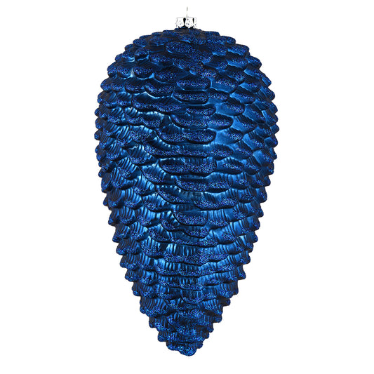 Vickerman 7" Midnight Blue Matte Glitter Pinecone Christmas Ornament 4 per set