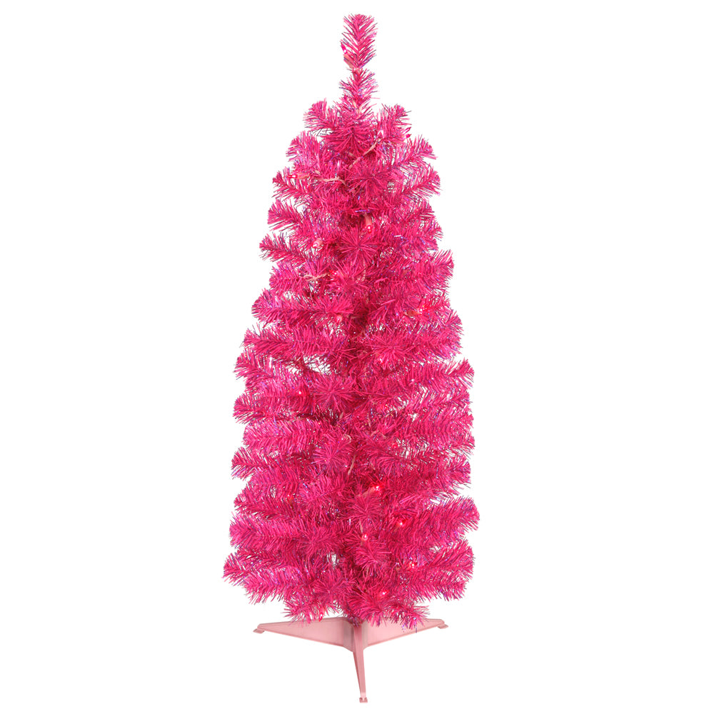 Vickerman 3' Pink Pencil Artificial Christmas Tree Pink Dura-lit LED Lights.