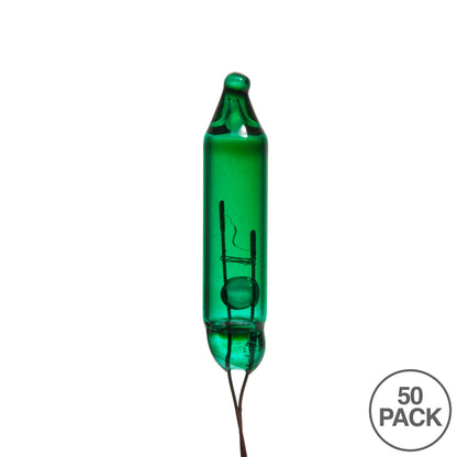 Vickerman Green Glass Incandescent Mini Bulb with Pinched Base 2.5 Volt 170mA 50/Bag