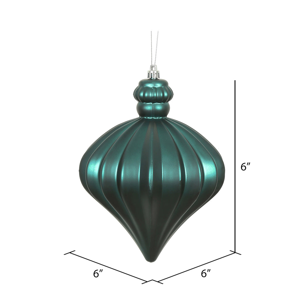 Vickerman 6" Sea Blue Matte Onion Drop Christmas Ornament 4 per Bag