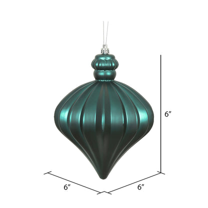 Vickerman 6" Sea Blue Matte Onion Drop Christmas Ornament 4 per Bag